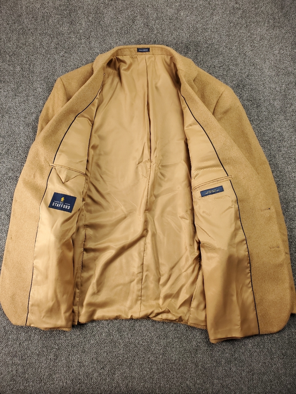 Stafford Camel Hair Blazer Jacket 52R Sport Coat Tan Beige Classic Fit Business - Picture 4 of 13